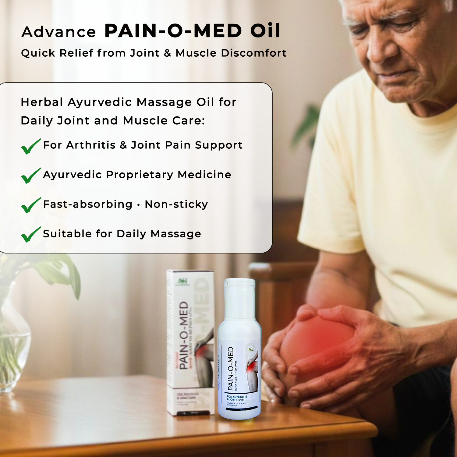 Pain-O-Med Advance Ayurvedic Massage Oil | Quick Relief for Arthritis, Joint & Muscle Pain