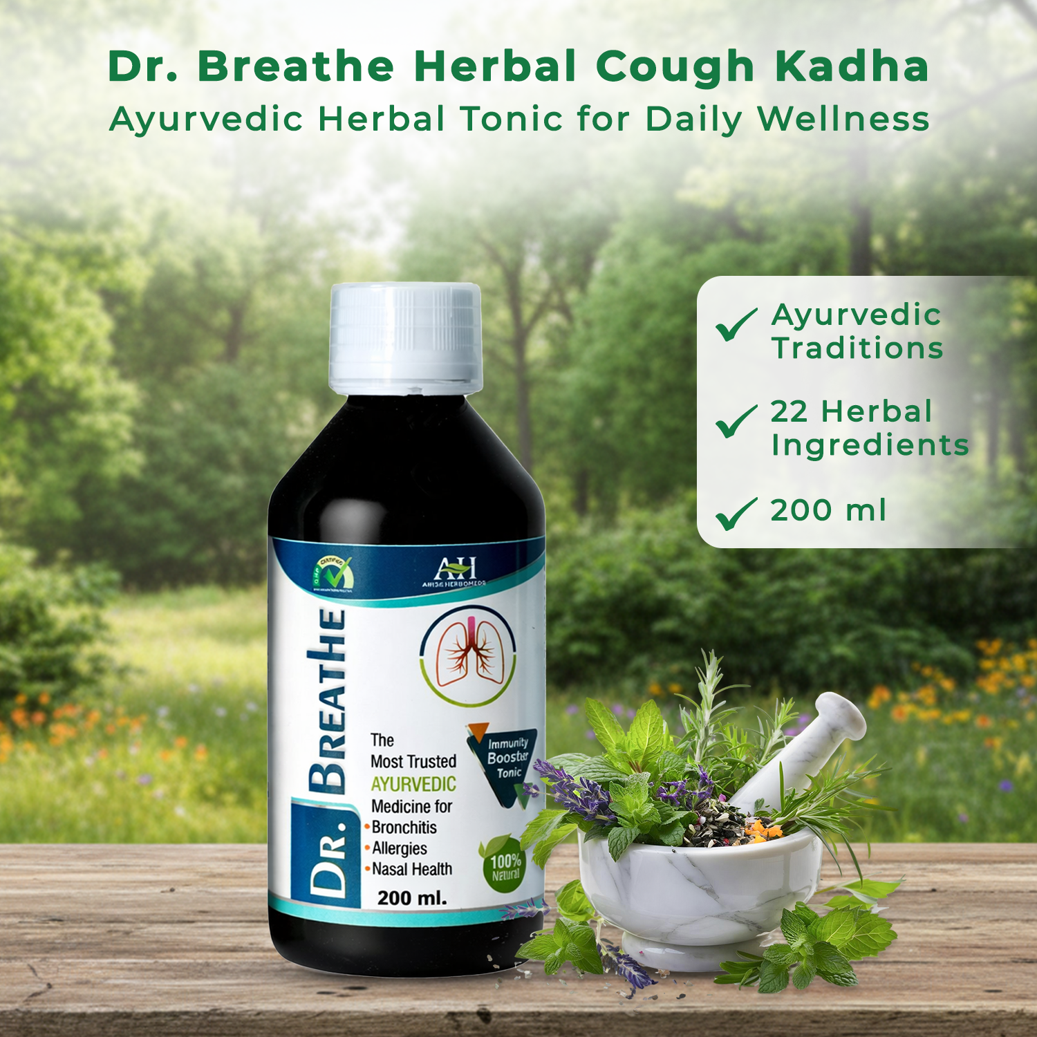Dr. Breathe Ayurvedic Herbal Tonic | Immunity Booster & Respiratory Care (200ml)