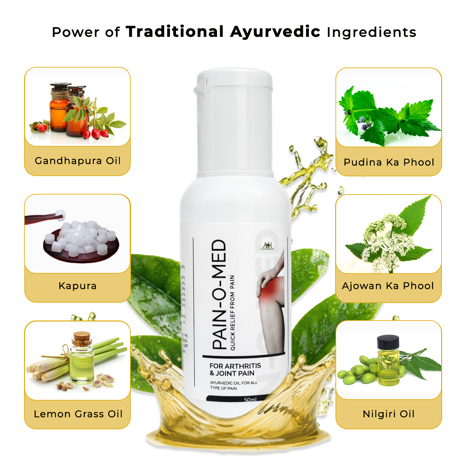 Pain-O-Med Advance Ayurvedic Massage Oil | Quick Relief for Arthritis, Joint & Muscle Pain