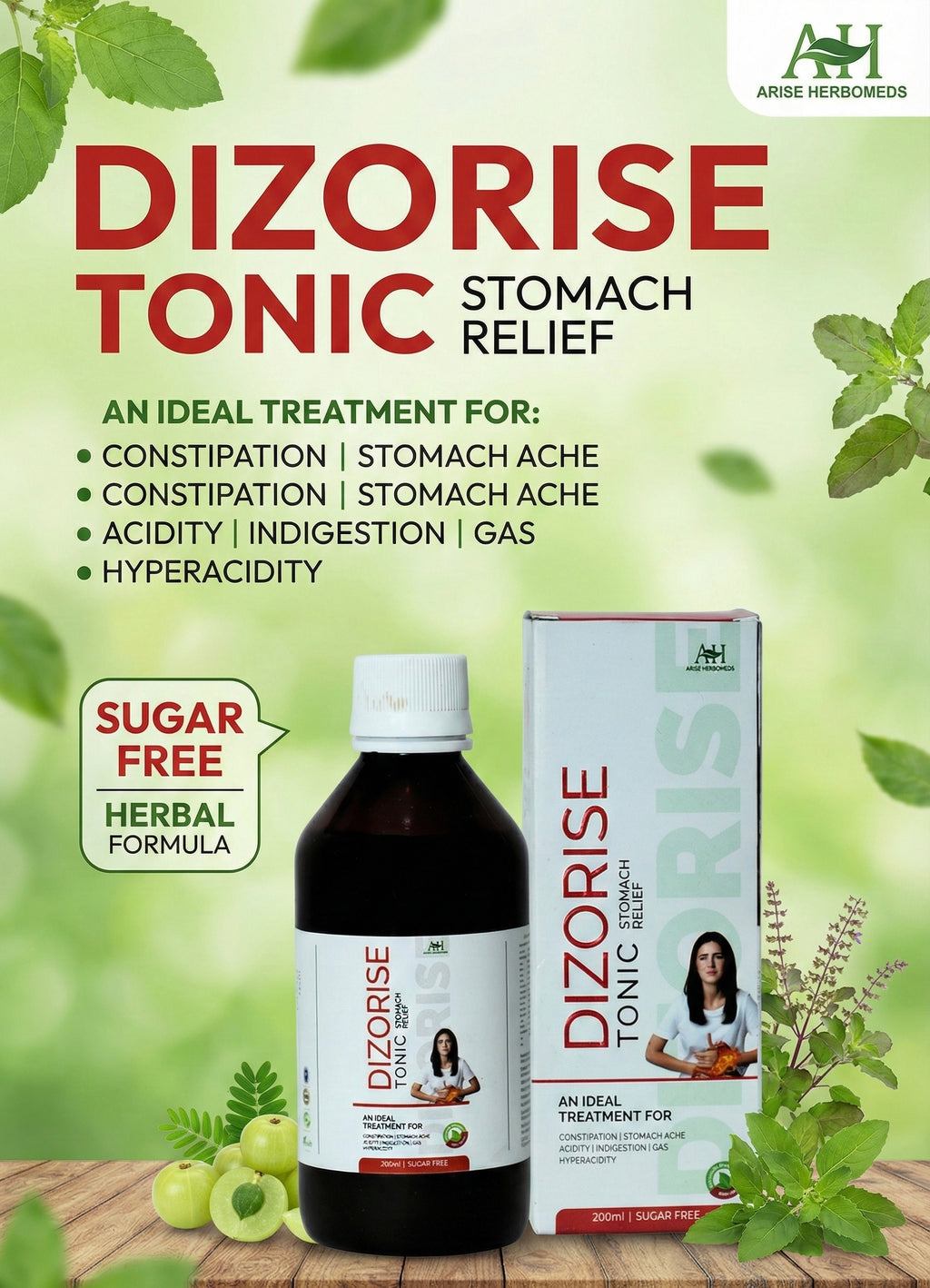 Dizorise Stomach Relief Tonic | Sugar-Free Digestive Care (200ml)