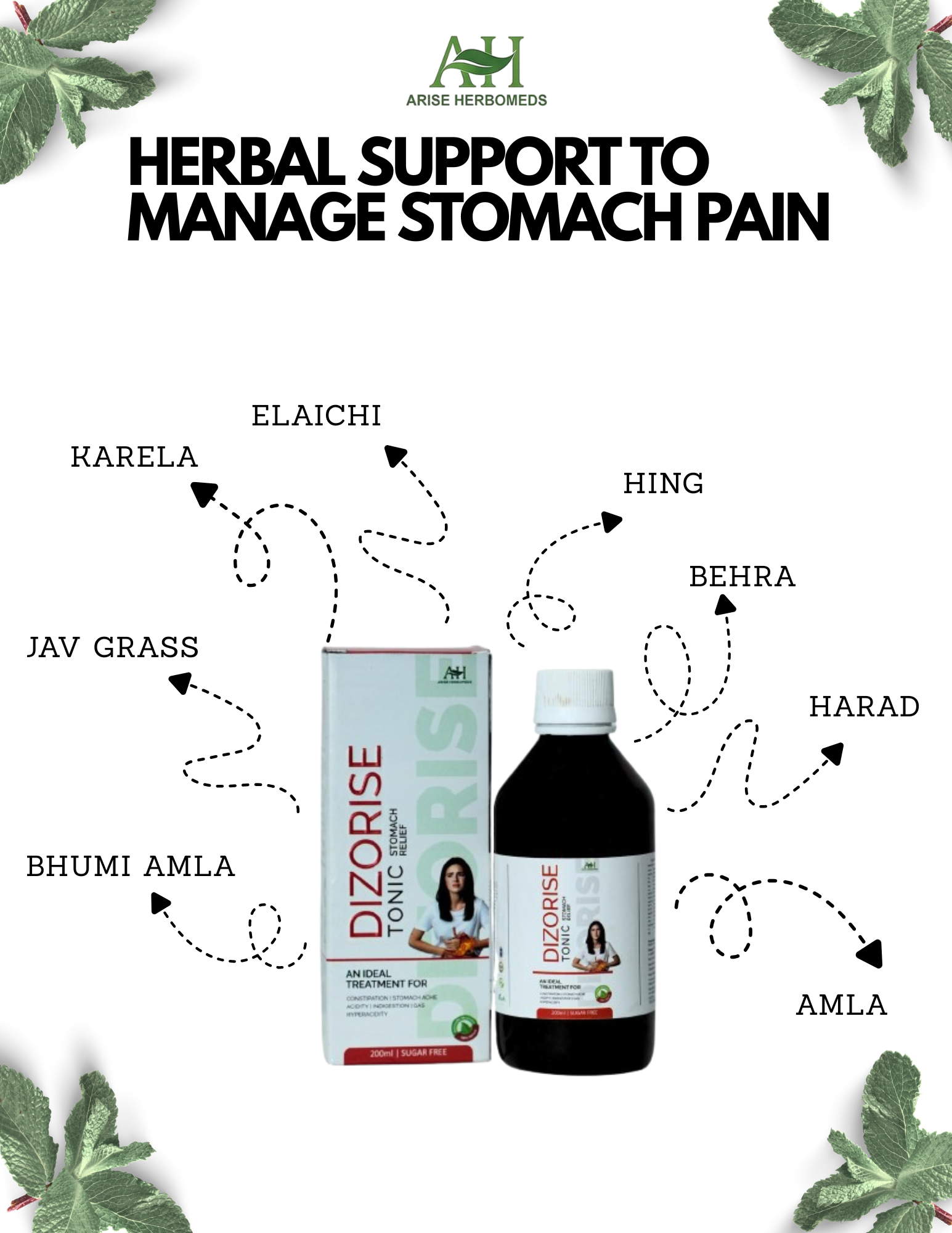 Dizorise Stomach Relief Tonic | Sugar-Free Digestive Care (200ml)
