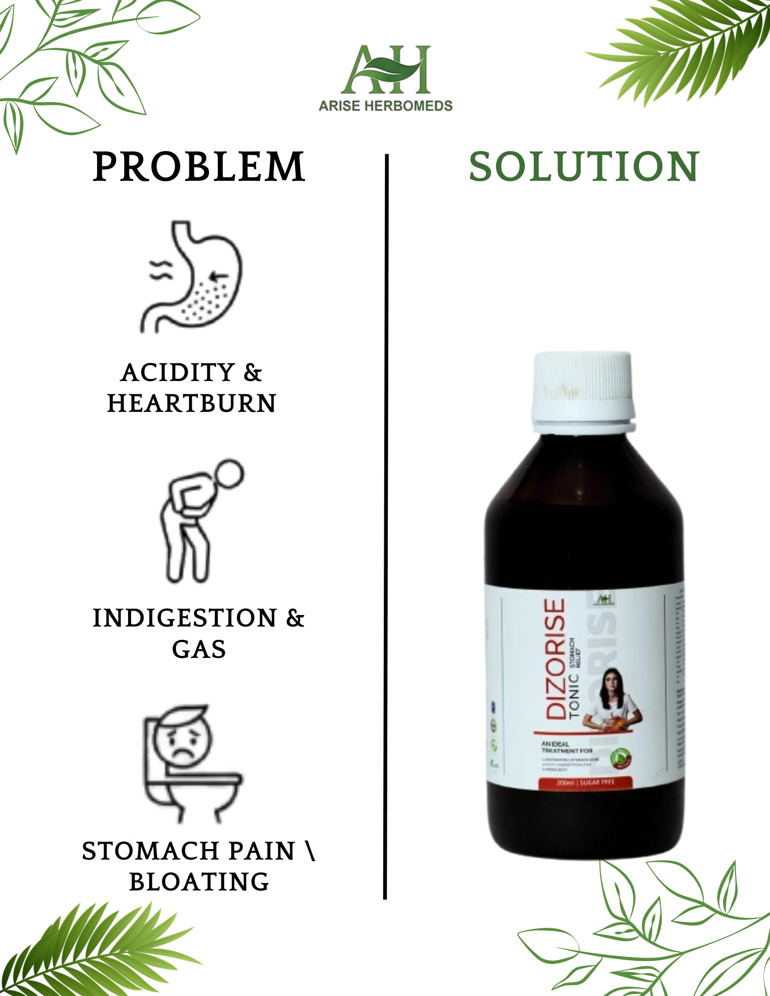 Dizorise Stomach Relief Tonic | Sugar-Free Digestive Care (200ml)