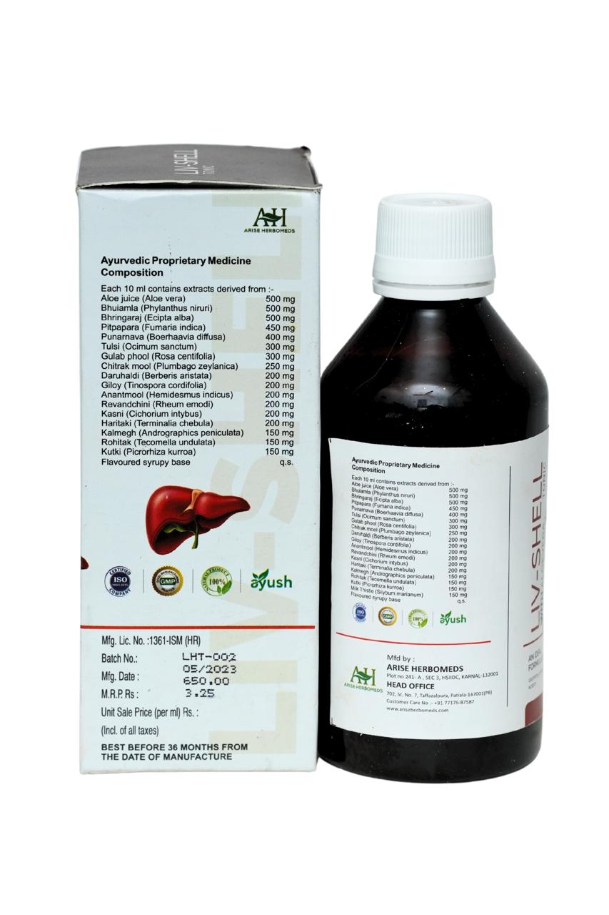 Liv-Shell Ayurvedic Liver Tonic with Aloe Vera – For Liver Health, Acidity & Digestion (200ml)