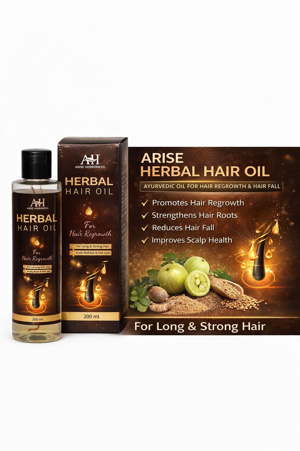 Arise Herbal Hair Oil – Ayurvedic Oil for Hair Regrowth & Hair Fall Control (200ml)